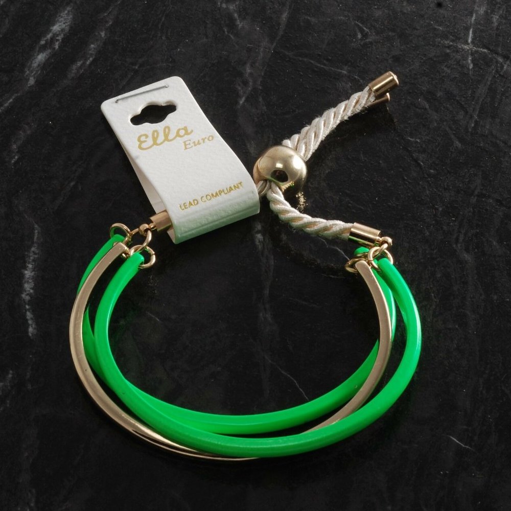 Ladies Bracelet Ella Euro Gold Plated Metal With Green Painted Metal Jewelry